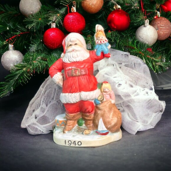 RSVP Int Inv Ceramic Christmas Santa Figure 1940 EUC Vintage Taiwan Rare - Picture 1 of 10